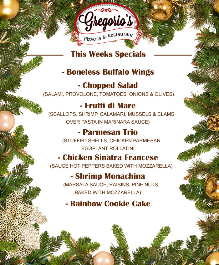 Menu Weekly Specials