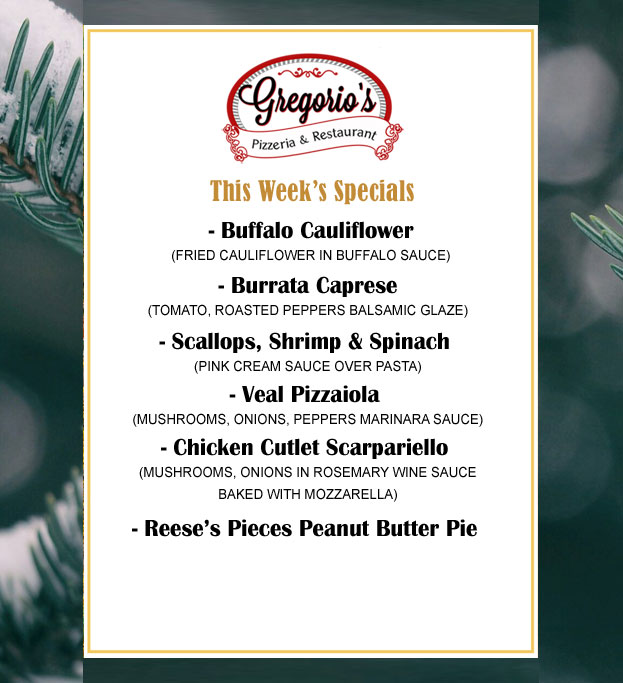 Menu Weekly Specials