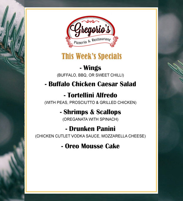 Menu Weekly Specials