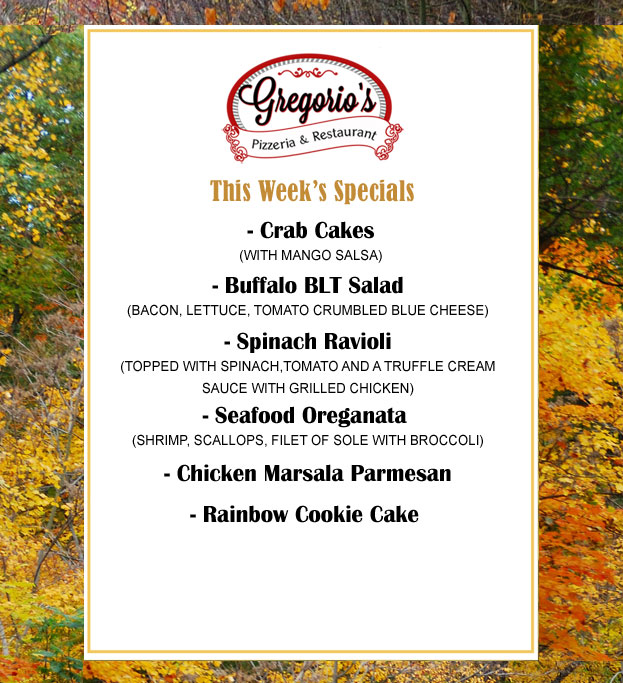 Menu Weekly Specials