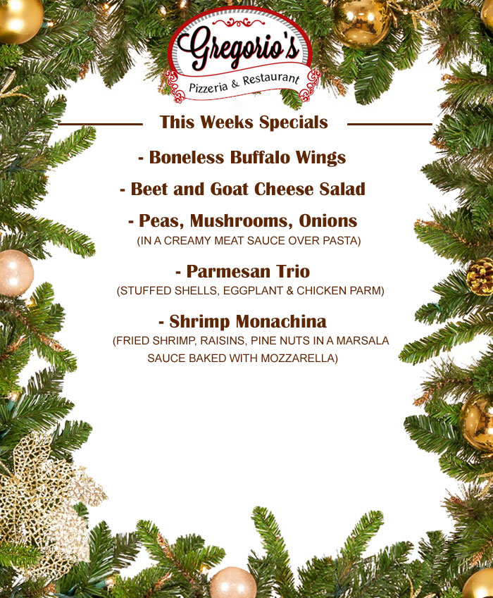 Menu Weekly Specials